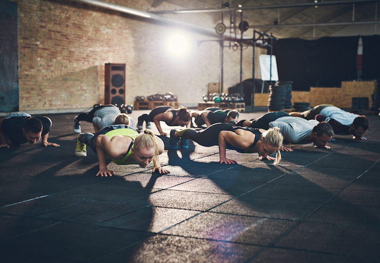 group fitness pushup